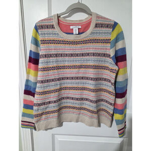 Tabitha Webb Womens Sweater Size M Multicolor Stripe Fair Isle 80% Wool Blend